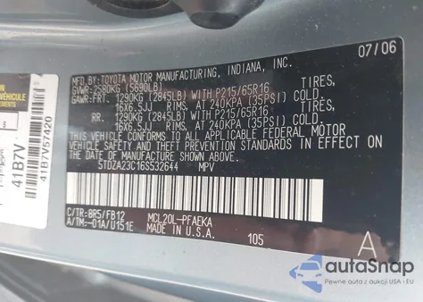 2006 Toyota Sienna Ce from USA, damaged, VIN 5TDZA23C16S532644
